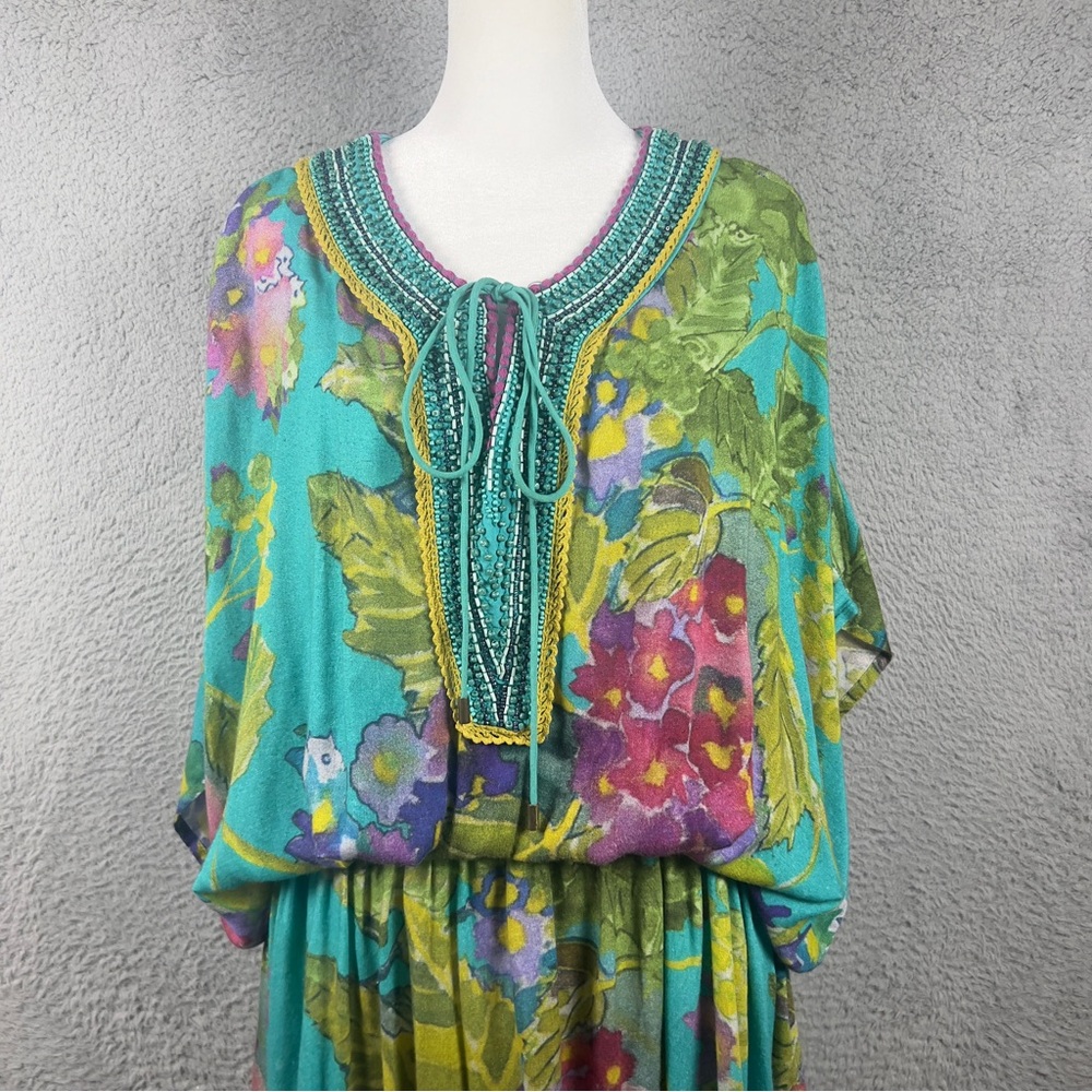 Anthropologie Blink London Kaftan Dress Womens Small Multicolor Embellished Boho - Picture 2 of 10